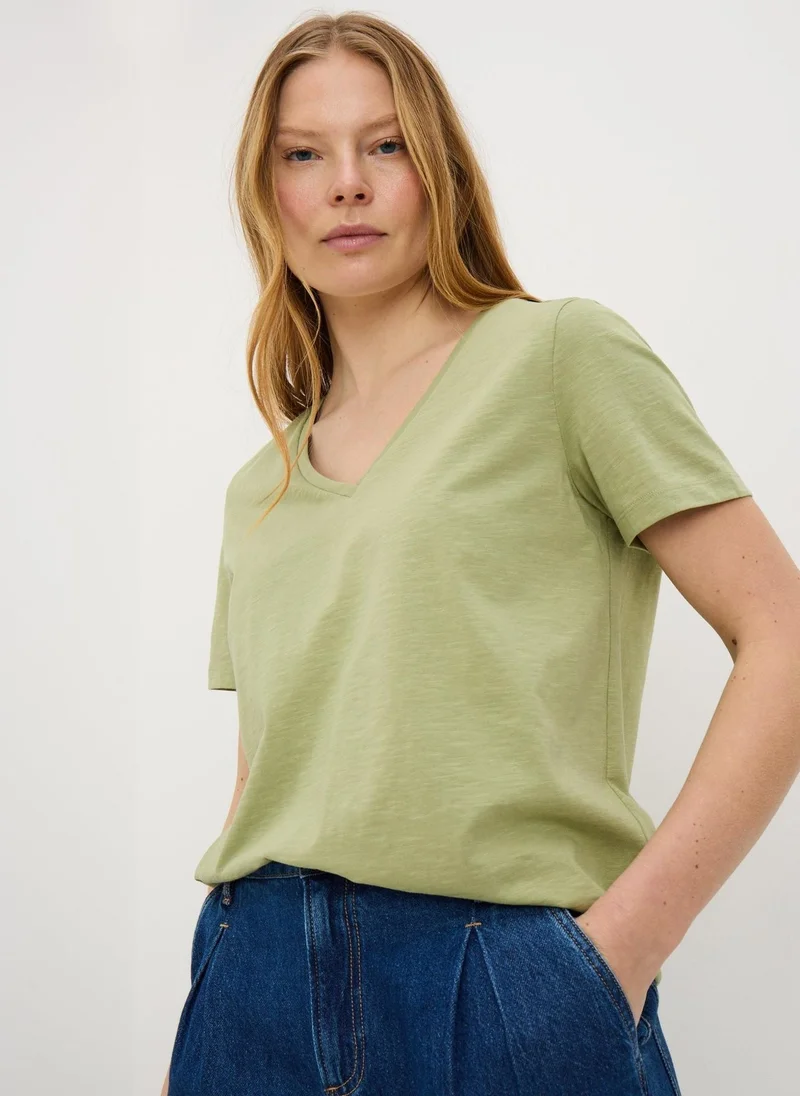 Matalan Olive V-Neck T-Shirt
