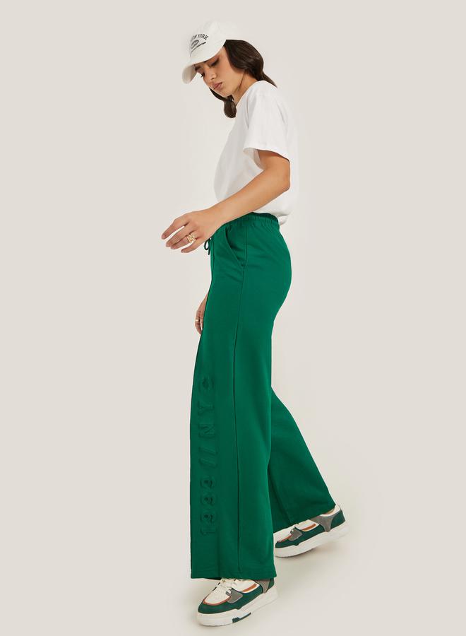 Styli Embossed Hem Wide Leg Joggers with Drawstring Waist  - Image 1