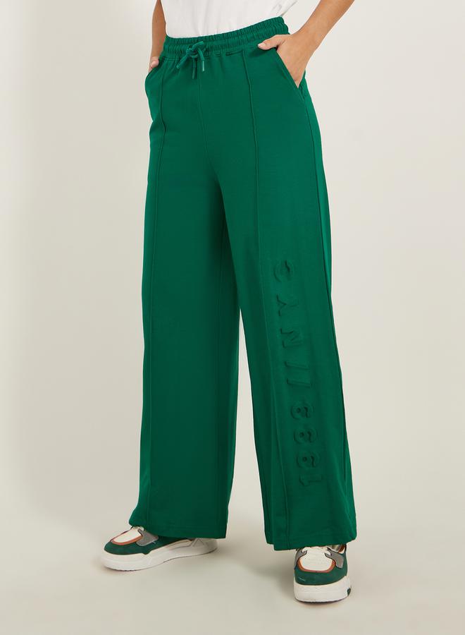 Styli Embossed Hem Wide Leg Joggers with Drawstring Waist  - Image 2
