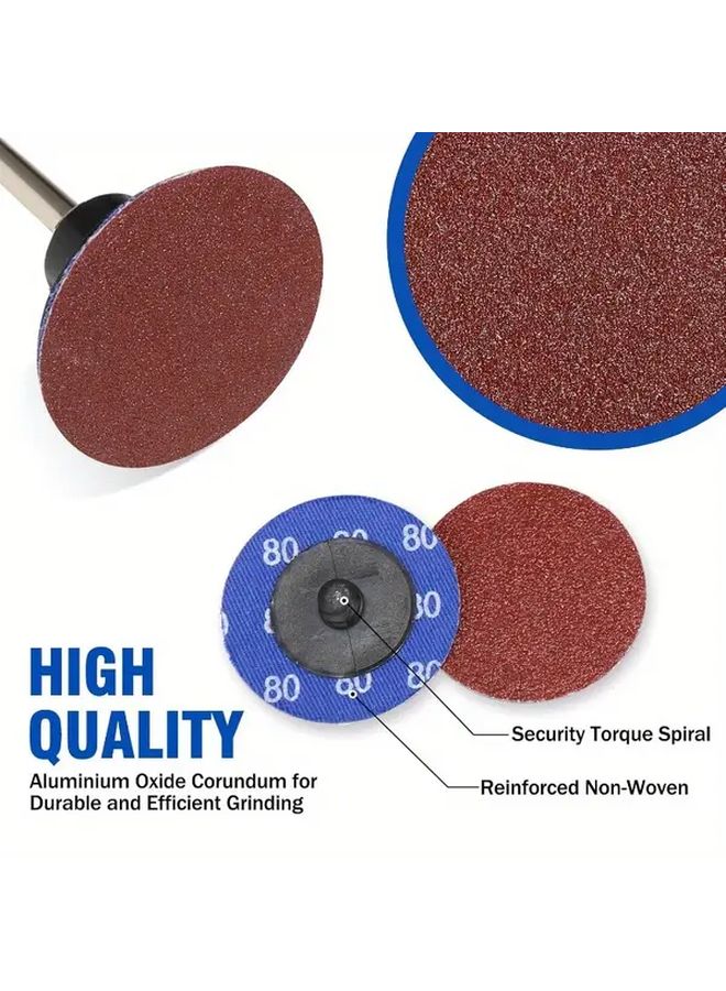 100 قطعة أقراص سنفرة سريعة التغيير 2 بوصة، ذيل 1/4 بوصة، حبيبات 36 60 80 120 240، للمطاحن الزاوية - Image 5