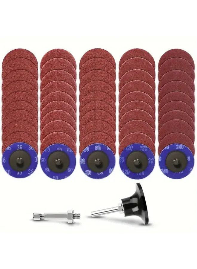 100 قطعة أقراص سنفرة سريعة التغيير 2 بوصة، ذيل 1/4 بوصة، حبيبات 36 60 80 120 240، للمطاحن الزاوية - Image 4