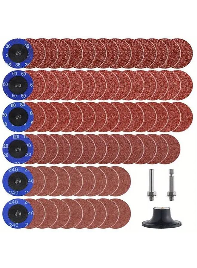 100 قطعة أقراص سنفرة سريعة التغيير 2 بوصة، ذيل 1/4 بوصة، حبيبات 36 60 80 120 240، للمطاحن الزاوية - Image 2