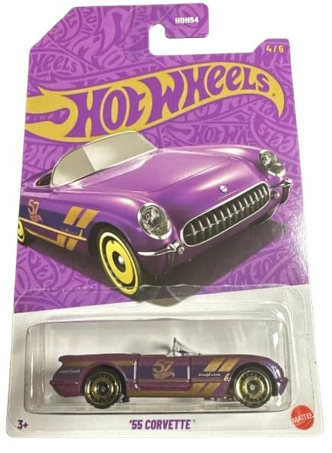 Hot Wheels '55 Purple Corvette, 57th Anniversary 4/6, 1:64 Scale Diecast - Image 2