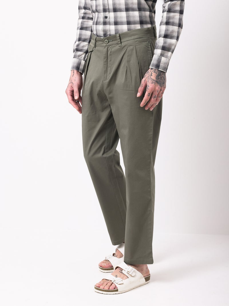 British Club Men Green Double-Pleated Straight Fit Trousers - Image 5