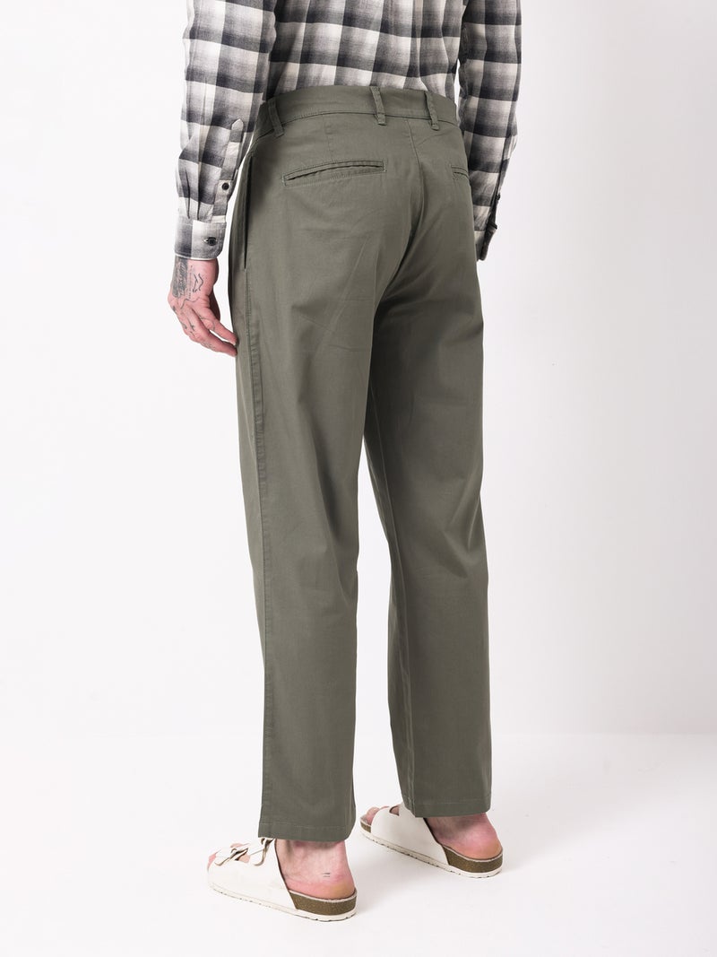 British Club Men Green Double-Pleated Straight Fit Trousers - Image 2