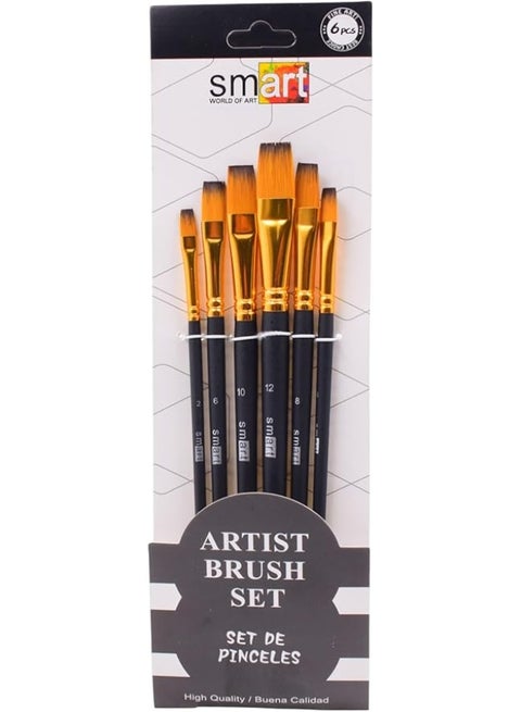 Professional Flat Brush Set, 6 Pieces