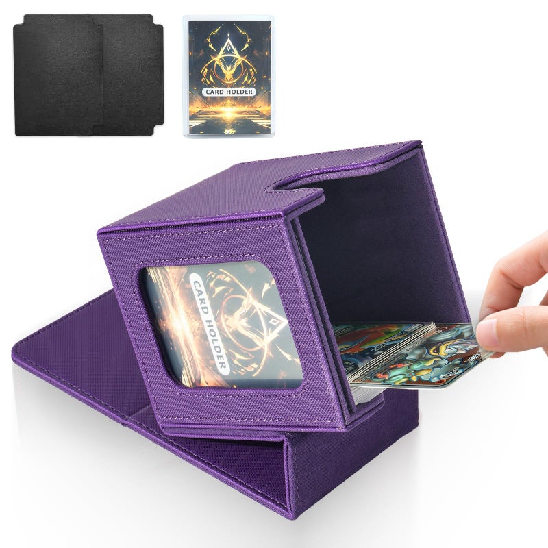 Jaffzora Card Deck Box for MTG Commander, Magnetic Card Display Case,TCG Card Storage Box, Holds 100 Double-Sleeved Cards,Purple - Image 1