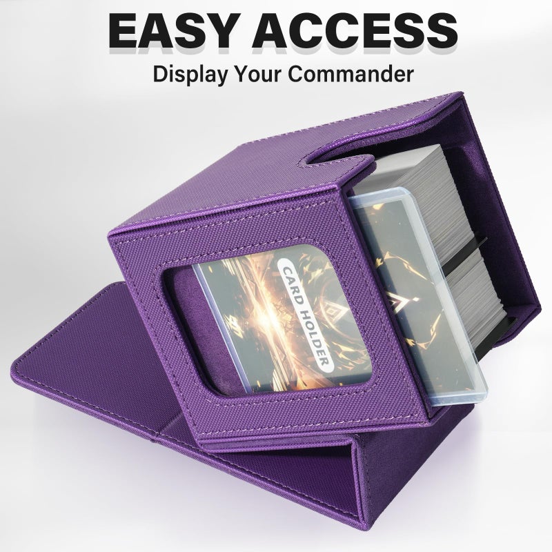 Jaffzora Card Deck Box for MTG Commander, Magnetic Card Display Case,TCG Card Storage Box, Holds 100 Double-Sleeved Cards,Purple - Image 5