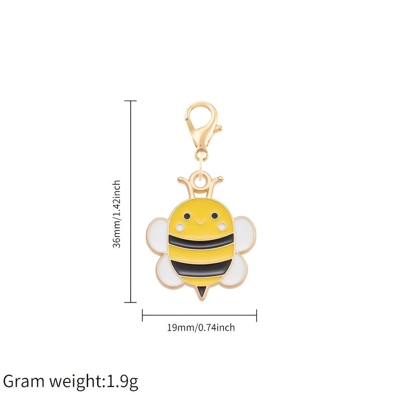 15pcs Yellow Bee Flower Honeycomb Enamel Pendant With Lobster Clasp For DIY Key Rings Keychain Accessories Holiday Gift Backpack Decoration Clothing Decor - Image 3