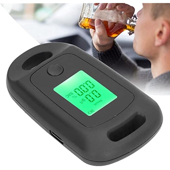 rayihni Portable Alcohol Tester, Alcohol Tester, Alcohol Tester, Drug Tester, USB Rechargeable Alcohol Tester High Accuracy Portable Alcohol Tester with LCD Display (Black) - Image 3