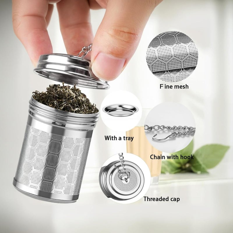 Duomama Stainless Steel Fine Mesh Loose Leaf Tea Infuser with Drip Tray & Hanging Chain, Tea Strainer for Mugs and Teapots - Image 4