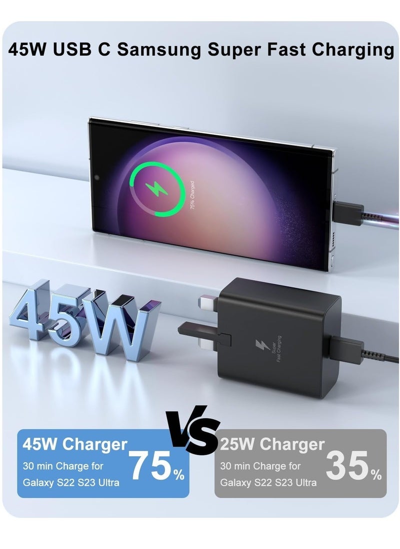 45W USB-C Fast Charger for Samsung Galaxy S24/S23 Series with 6.6ft USB-C to C Cable – PPS Fast Charging Adapter - Image 2
