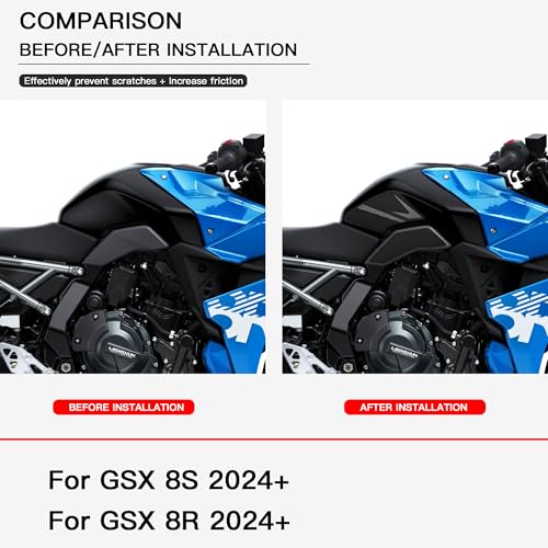 LEDISHUN Motorcycle Fuel Tank Traction Pad Side Gas Knee Grip Protective Sticker Protector for Suzuki Vehicle GSX8S GSX8R GSX 8S GSX 8R GSX8S GSX8R Gray - Image 3
