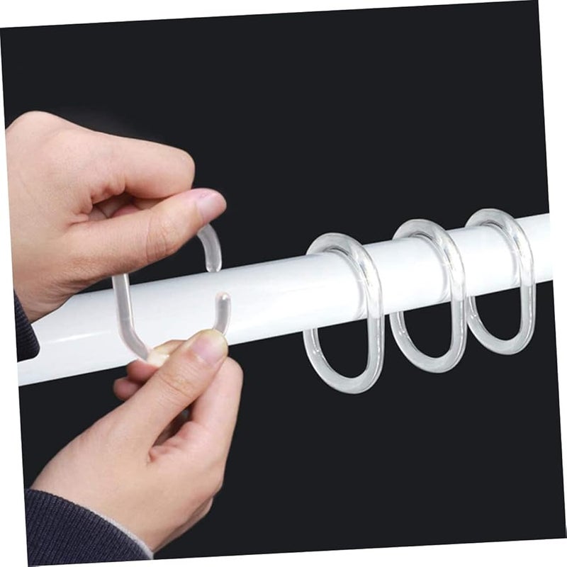 C Shaped Clear Plastic Shower Curtain Hooks 12 Pack Easy Install Rustproof Bathroom - Image 4