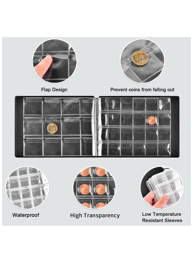 SYOSI Coin Collection Supplies for Collectors, 300 Pockets Coins Collecting Folder Album with PVC Free Sleeves for 20/25/ 27/30/ 38/ 46mm, Coin Book Holder Storage Organizer Case-Blue - Image 3