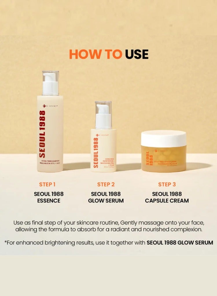 K-SECRET SEOUL 1988 Capsule Cream with Niacinamide 5% and Yuja Extract 50ml – Brightening Moisturizer for Dark Spots, Uneven Skin Tone, and Radiant Hydration - Image 4