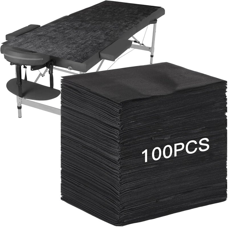 100-Pack Black Disposable Bed Sheets For Lash And Massage Tables, Waterproof Non-Woven Covers, 31 X 71 Inches, Ideal Spa Essential For Clean And Convenient Sessions - Image 1