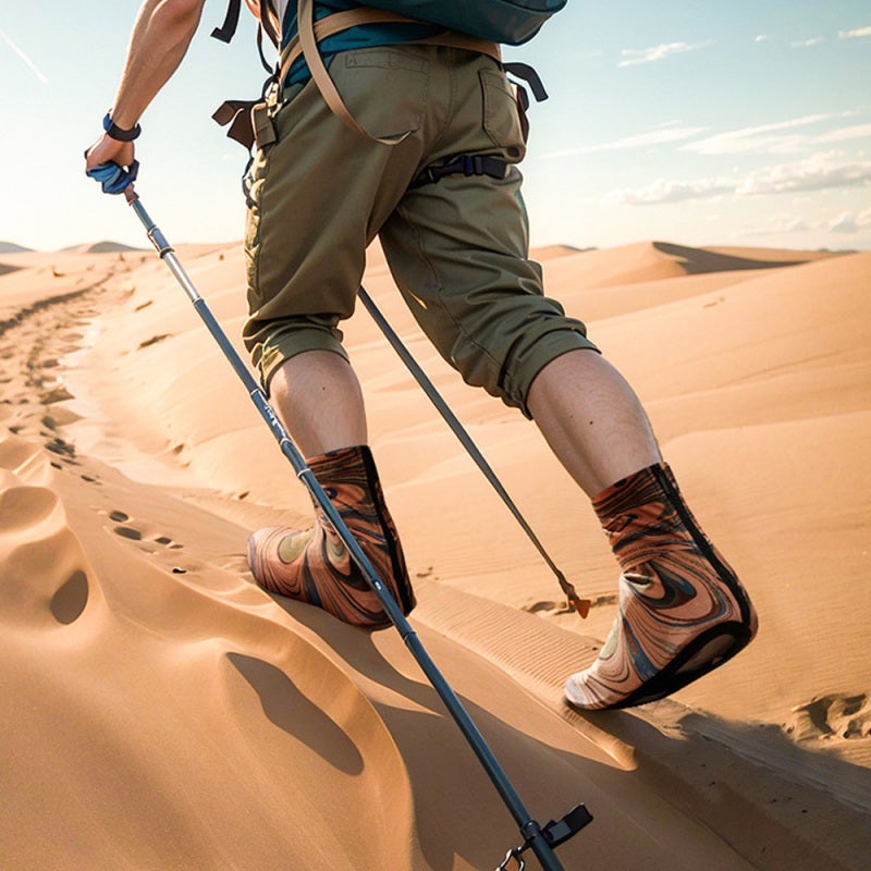Golovejoy XL Yellow High-Elastic Polyester Spandex Shoe Cover - Zipper Back Easy On Off Lightweight Foldable Design with Anti-Skid Wear-Resistant Bottom for Outdoor Desert Travel - Image 5