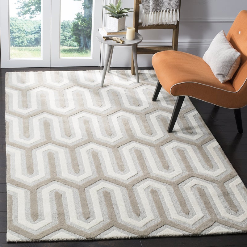 Safavieh SAFAVIEH Cambridge Collection Accent Rug  4 x 6 Light Blue  Grey Handmade Art Deco Wool Ideal for High Traffic Areas in Entryway Living Room Bedroom CAM351E 