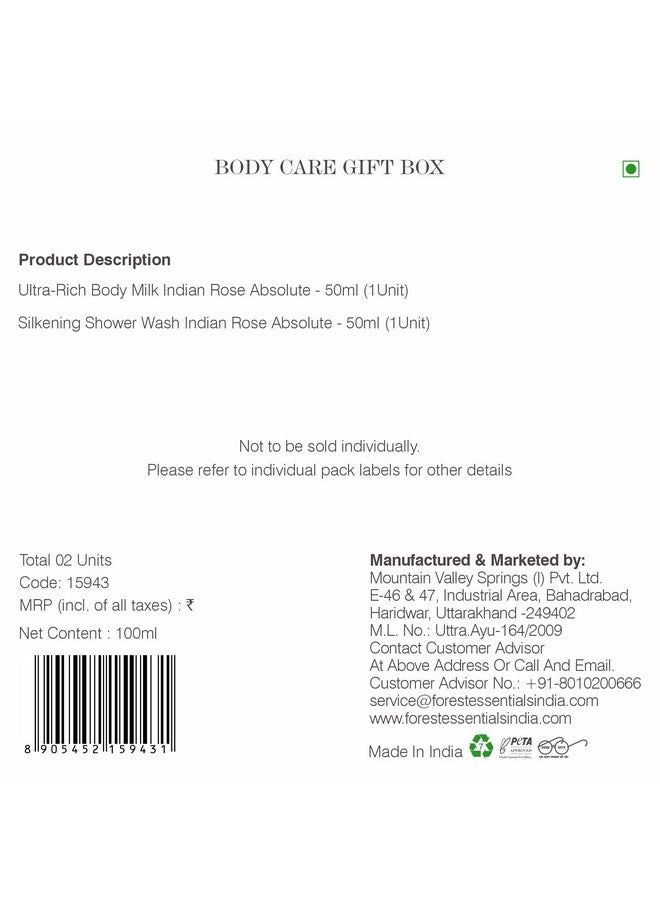 Forest Essentials - Indian Rose Absolute Gift Box | Body Care Gift Set With Premium Body Wash & Body Lotion | 2 Piece Gift Set - Image 1