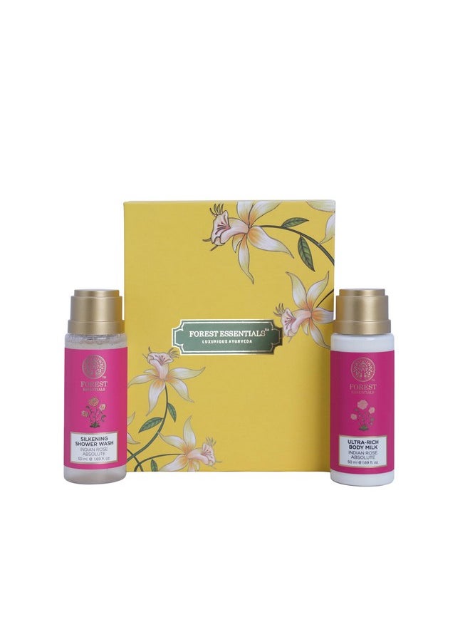 Forest Essentials - Indian Rose Absolute Gift Box | Body Care Gift Set With Premium Body Wash & Body Lotion | 2 Piece Gift Set - Image 1