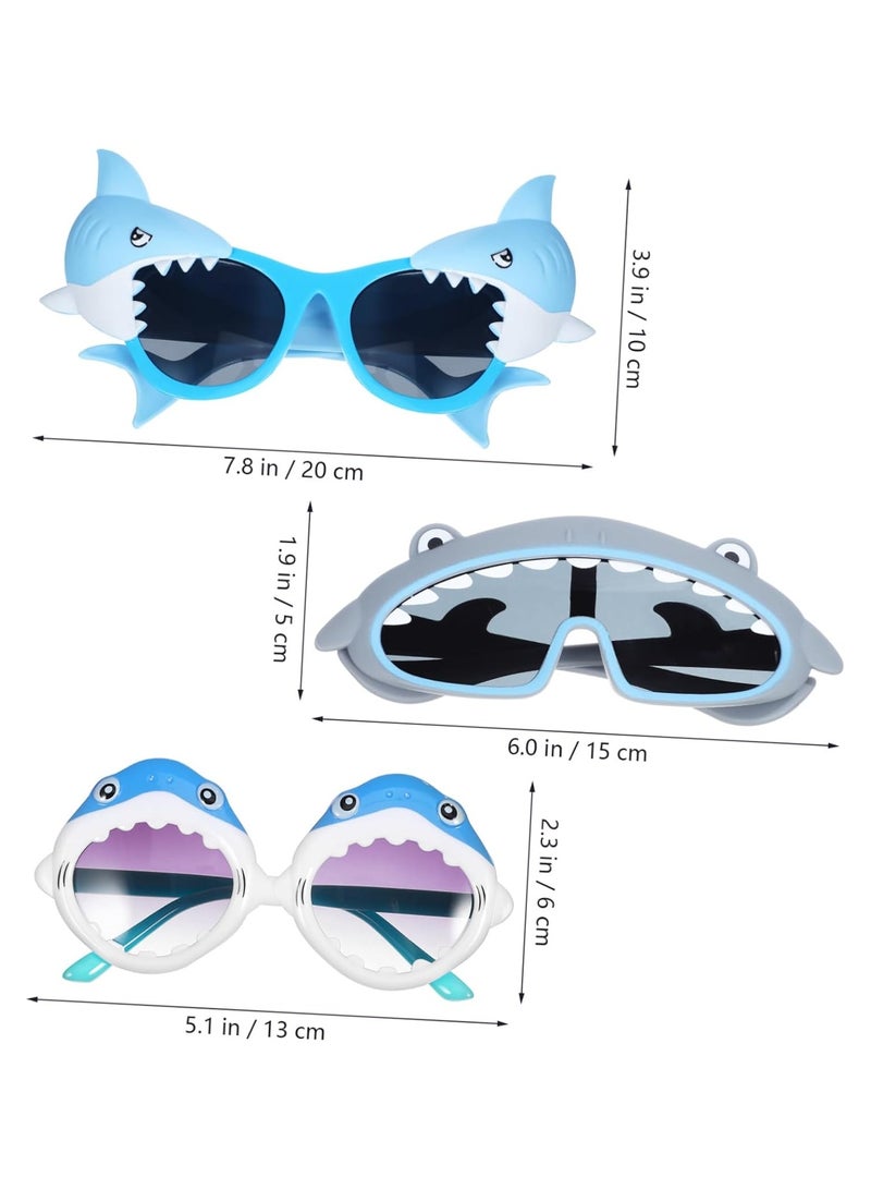 CMGTYYD 3Pcs Sunglasses Eyeglasses Novelty Costume Sunglasses for Boys Girls Birthday Ocean Theme Party Decoration for Boys and Girls Party Glasses Fun Beach Theme Shark Decor - Image 5