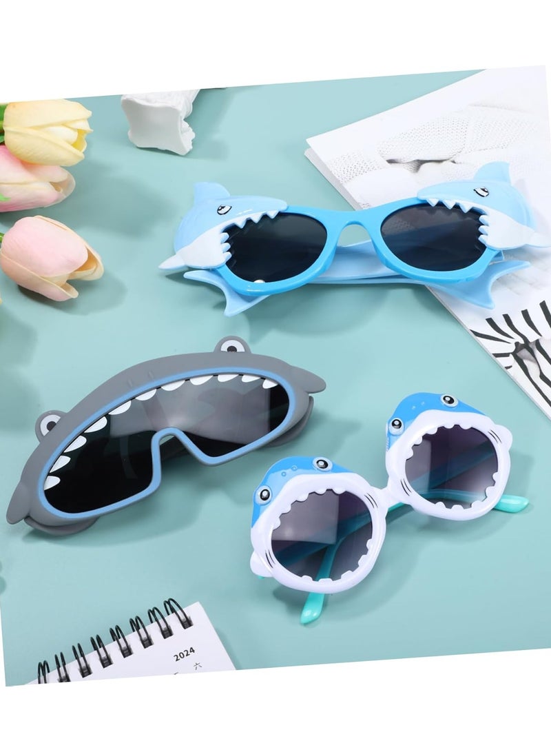 3Pcs النظارات الشمسية للرجال والنساء النظارات الشمسية ملابس جديدة غريبة للأولاد والفتيات عيد ميلاد البحار احتفالات ديكور الاحتفالات النظارات متعة الشاطئ موضوع أسماك القرش ديكور