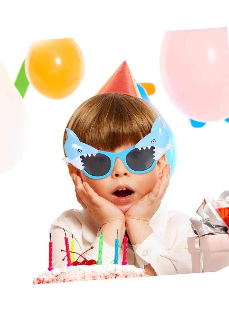 3Pcs النظارات الشمسية للرجال والنساء النظارات الشمسية ملابس جديدة غريبة للأولاد والفتيات عيد ميلاد البحار احتفالات ديكور الاحتفالات النظارات متعة الشاطئ موضوع أسماك القرش ديكور