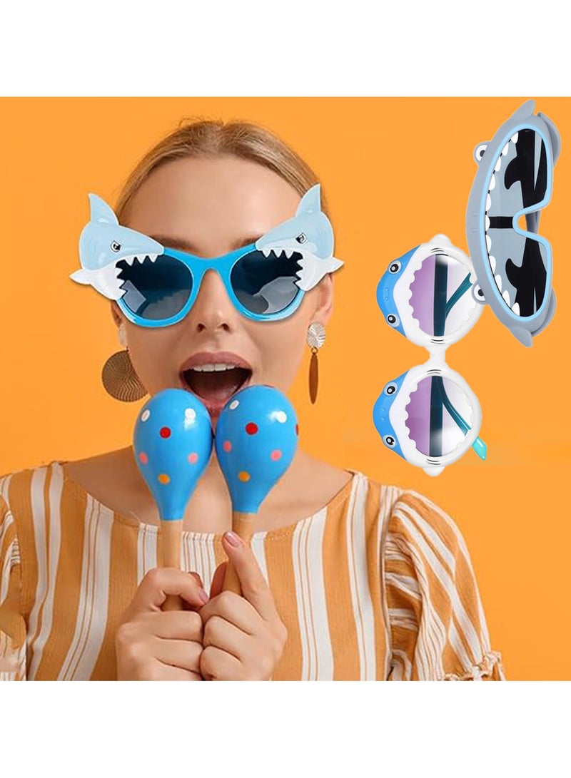 CMGTYYD 3Pcs Sunglasses Eyeglasses Novelty Costume Sunglasses for Boys Girls Birthday Ocean Theme Party Decoration for Boys and Girls Party Glasses Fun Beach Theme Shark Decor - Image 2