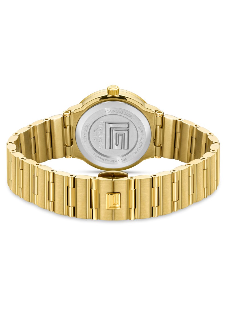 Guy Laroche Sacha Watch for Women with Gold Stainless Steel Bracelet 32 mm 5 Atm  - Image 3
