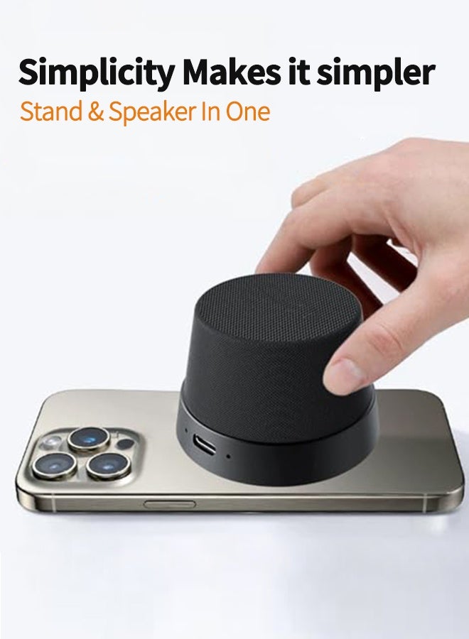 Walpck Bluetooth Magnetic Base Speaker，Portable Wireless Speaker with 360° Stereo Sound, Phone Stand Function,40mm Dynamic Drivers, IPX6 Waterproof, Long-Lasting 12H Playtime,and Bluetooth V5.3, (Black) - Image 4