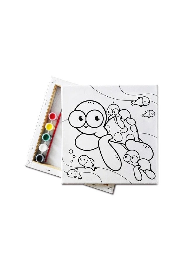 VIO 3 Pack Assorted Painting Canvas Kit Brus Paints Pre-Drawn Gift Set for Girls and Boys Birthday Party Favors for Artists Travel Vacation Holiday Fun Activity Creativity Imagination Style 2  - Image 4