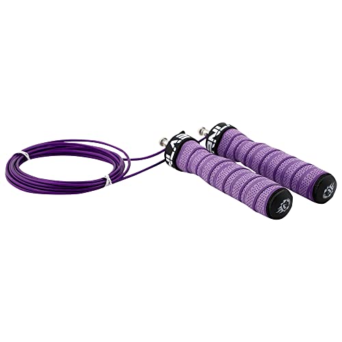 Burnlab Pro Performace Skipping Rope - Anti Slip, Adjustable, Ball Bearing Design for Gym, Crossfit, Double Unders, Speed Jumping, Boxing, Cardio and Weight Loss - for Men and Women (Purple) - Image 4