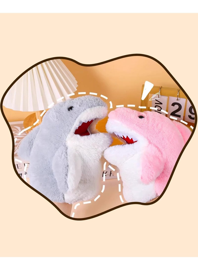 OMEVE 2PCS Animal Hand Puppets Cute Plush Shark Hand Puppet Shark Puppets Toys, Kids & Adults Shark Hand Puppets Plush Toys Soft Shark Gloves Figure（PInk and Blue - Image 5