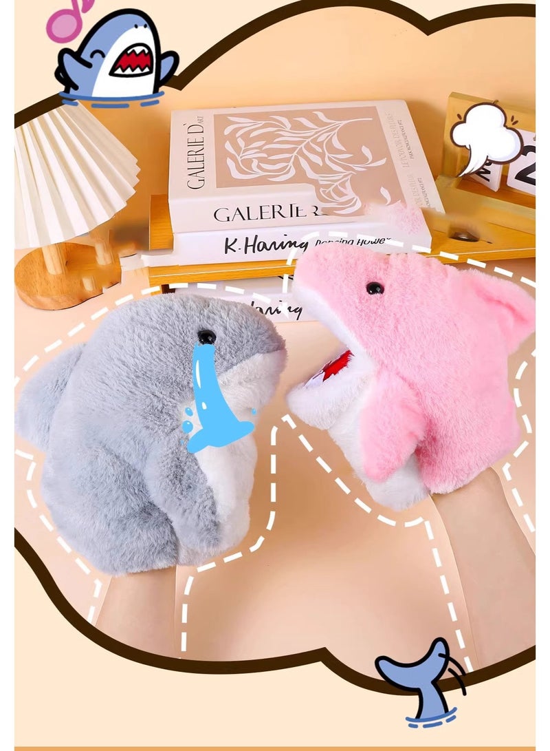 OMEVE 2PCS Animal Hand Puppets Cute Plush Shark Hand Puppet Shark Puppets Toys, Kids & Adults Shark Hand Puppets Plush Toys Soft Shark Gloves Figure（PInk and Blue - Image 3