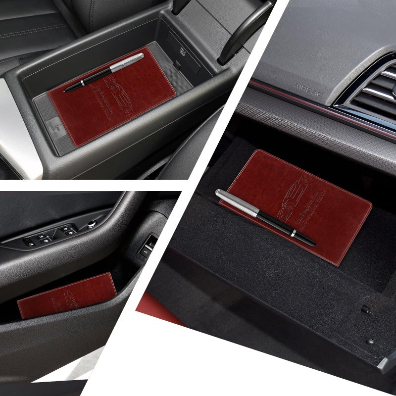 Peisicne Car Registration and Insurance Card Holder for Women Men, Dark Brown Glove Box Paperwork Organizer with Magnetic Buckle for Easy Access and Protect Documents and Various Cards in Vehicle - Image 5