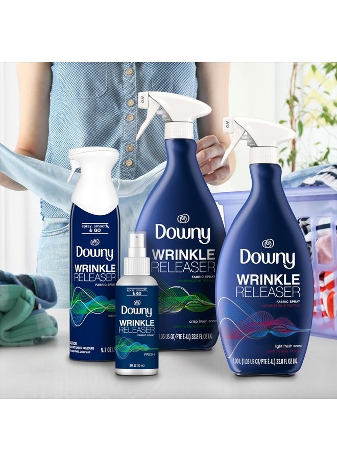 Downy - Wrinkle Releaser Spray, All in One Formula, Removes Wrinkles, Static and Odor Eliminator, Light Fresh Scent, 9.7 Fl Oz, Pack of 2 - Image 1