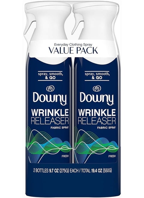 Wrinkle Releaser Spray, All in One Formula, Removes Wrinkles, Static and Odor Eliminator, Light Fresh Scent, 9.7 Fl Oz, Pack of 2