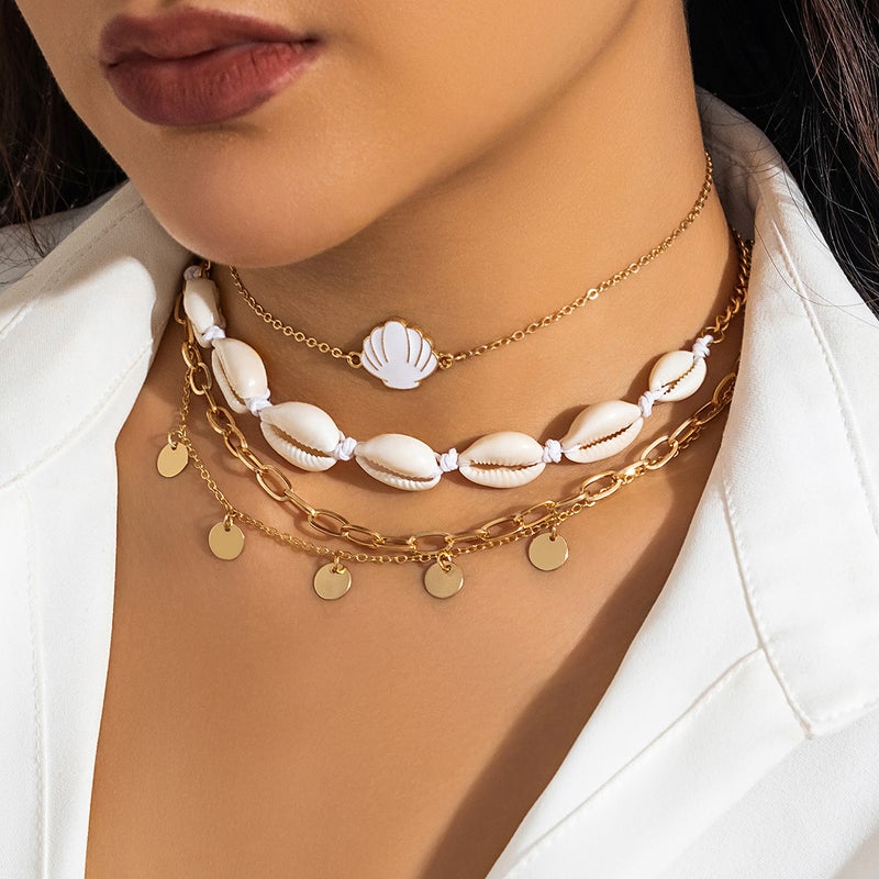 SHIXIN European and American Cross-Border Jewelry: Beaded Necklace with Beach-Style Imitation Pearls, Starfish and Shell Design for Vacation - Image 2