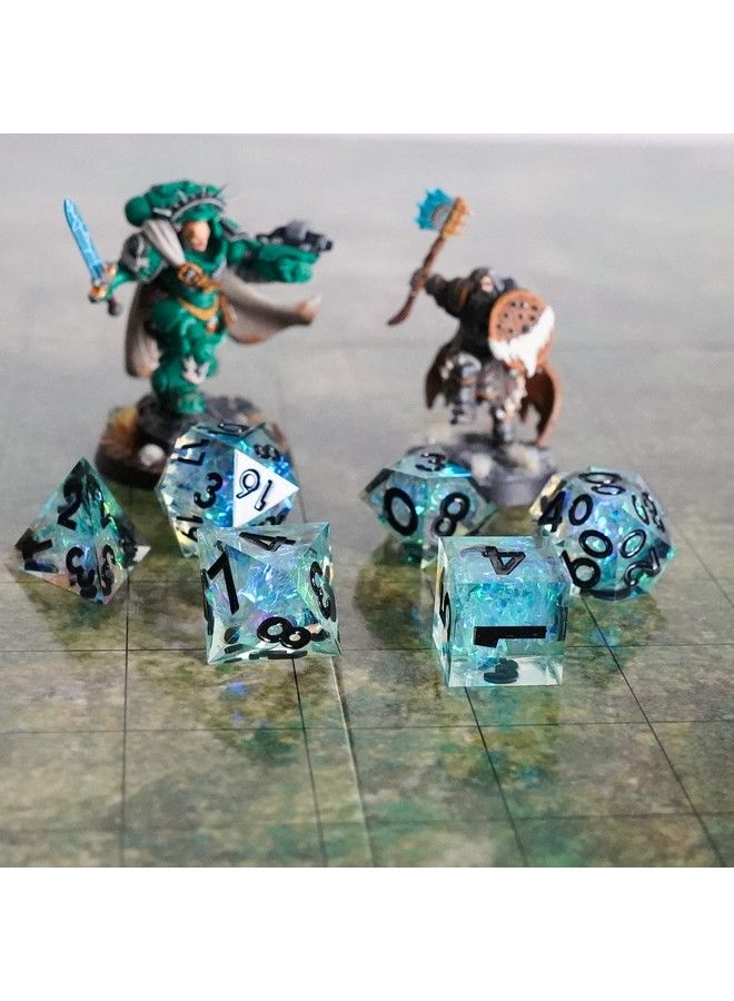 Metallic Dice Games Dice Games Handcrafted Sharp Edge Resin Dnd Dice Set: Captured Frost Role Playing Game Dice For Dungeons And Dragons - Image 5