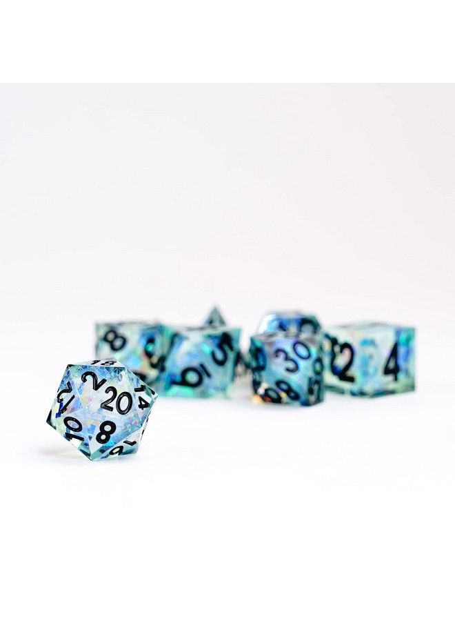 Metallic Dice Games Dice Games Handcrafted Sharp Edge Resin Dnd Dice Set: Captured Frost Role Playing Game Dice For Dungeons And Dragons - Image 4