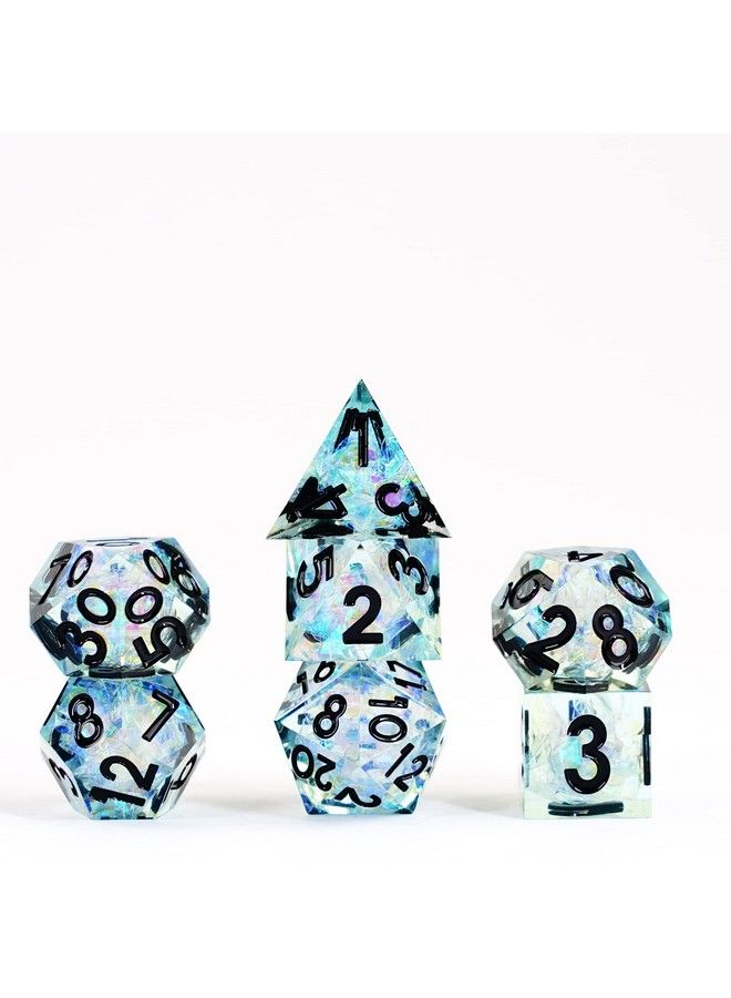 Metallic Dice Games Dice Games Handcrafted Sharp Edge Resin Dnd Dice Set: Captured Frost Role Playing Game Dice For Dungeons And Dragons - Image 2