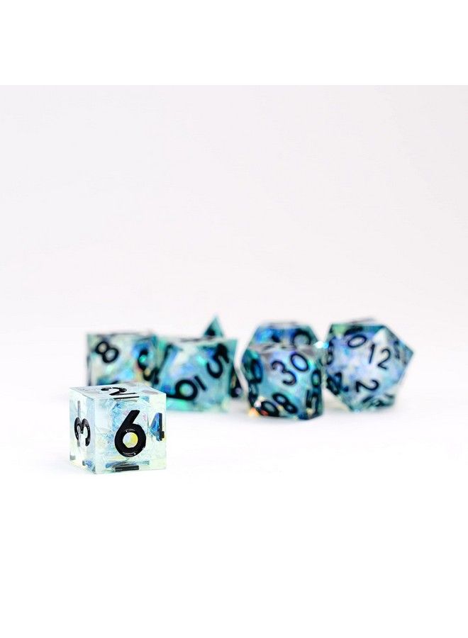 Metallic Dice Games Dice Games Handcrafted Sharp Edge Resin Dnd Dice Set: Captured Frost Role Playing Game Dice For Dungeons And Dragons - Image 3