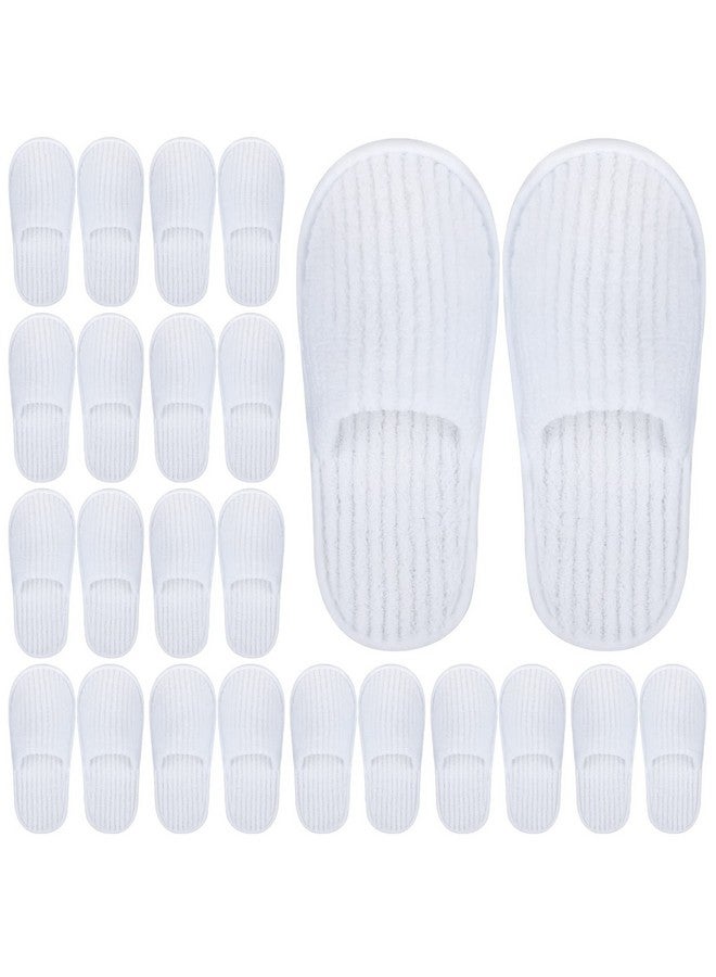 Elcoho 12 Pairs Closed Toe Spa Slippers Coral Fleece Washable Disposable Home Slippers For Women Men Guests Hotels House Slippers Housewarming Indoors Bathroom Party Traveling, White - Image 1
