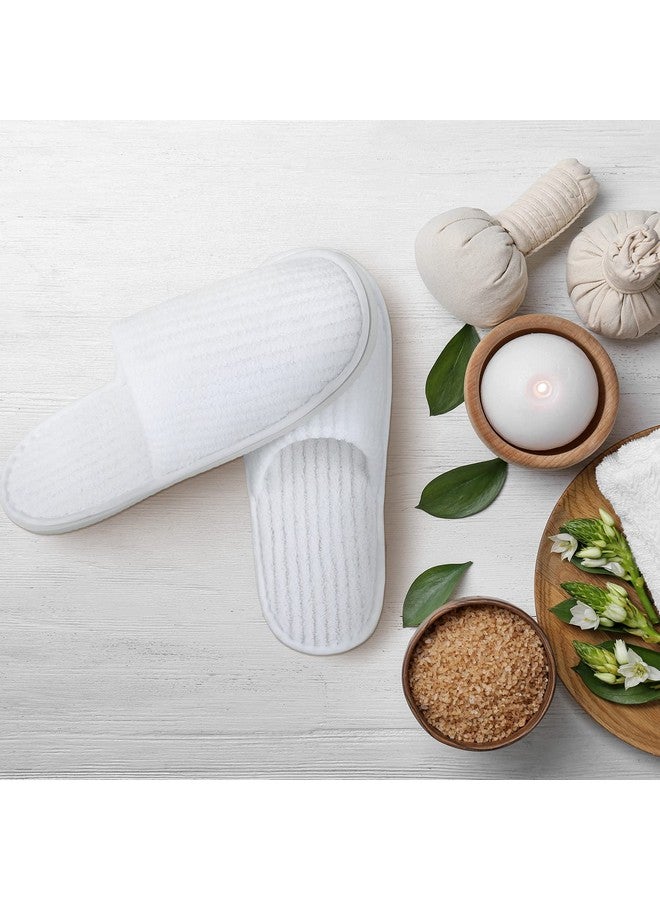 Elcoho 12 Pairs Closed Toe Spa Slippers Coral Fleece Washable Disposable Home Slippers For Women Men Guests Hotels House Slippers Housewarming Indoors Bathroom Party Traveling, White - Image 4