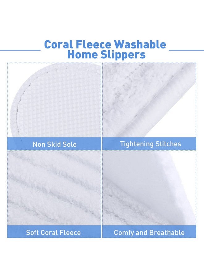 Elcoho 12 Pairs Closed Toe Spa Slippers Coral Fleece Washable Disposable Home Slippers For Women Men Guests Hotels House Slippers Housewarming Indoors Bathroom Party Traveling, White - Image 2