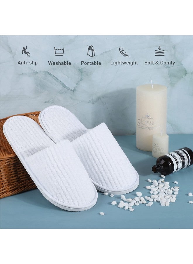 Elcoho 12 Pairs Closed Toe Spa Slippers Coral Fleece Washable Disposable Home Slippers For Women Men Guests Hotels House Slippers Housewarming Indoors Bathroom Party Traveling, White - Image 3