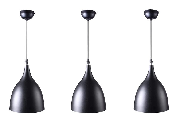 Whiteray Traditional Round Black Aluminum Metallic Decorative Hanging Lights Set Pendant Ceiling Light Classic lamp for Kitchen Dining Living room Bedroom Bathroom ((6" Shade (Pack of 3) Without Bulb) - Image 1