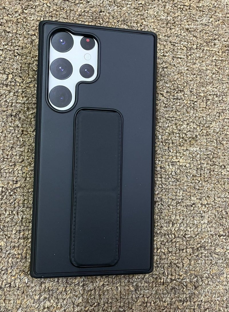 IAF Samsung Galaxy S23 Ultra Grip Case Magnetic Kickstand Cover with Foldable Hand Strap Black  - Image 3
