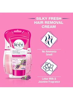 Veet Silk & Fresh In Shower Hair Removal Cream, Body & Legs for Normal Skin, with Moisturizing Lotus Flower Extract – 150gm  - Image 2